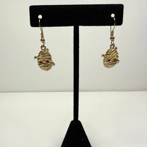 Gold Tone Mummy Dangle Earrings Red Eyes Halloween Costume Jewelry 1.5 in